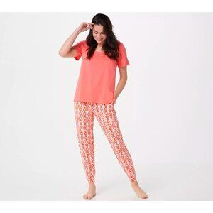 AnyBody Regular Brushed Jersey Jogger With Tie Waistband Size S Orange NEW